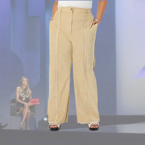 NWT - MAKING THE CUT - Deconstructed Wide Leg Pants - Stone/Khaki - M  |  L - Picture 1 of 8